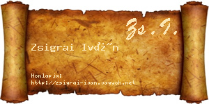 Zsigrai Iván névjegykártya